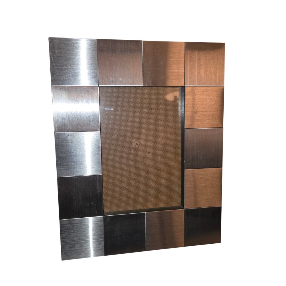 Michael Graves "At Home" Photo Frame 4x6 Silver Tone Block Style Brushed Metal